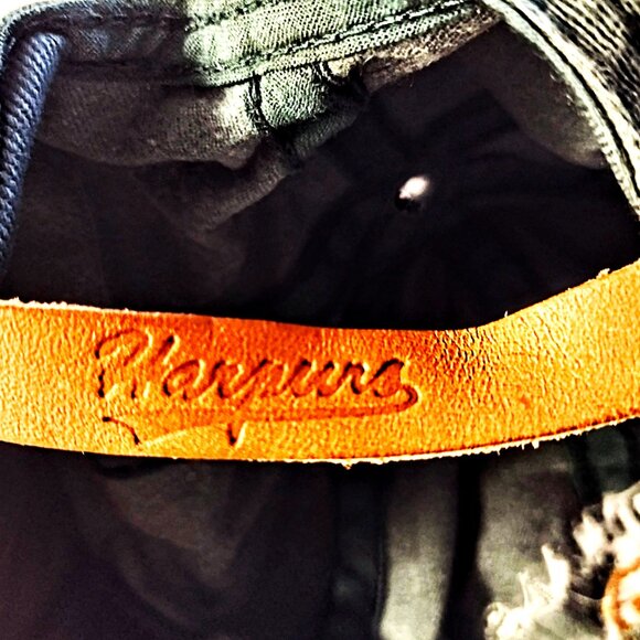 BALL STATE (BSU) Cardinals Denim Green & Suede Ball Cap ~ Adj. Leather Strap NEW - Picture 5 of 8